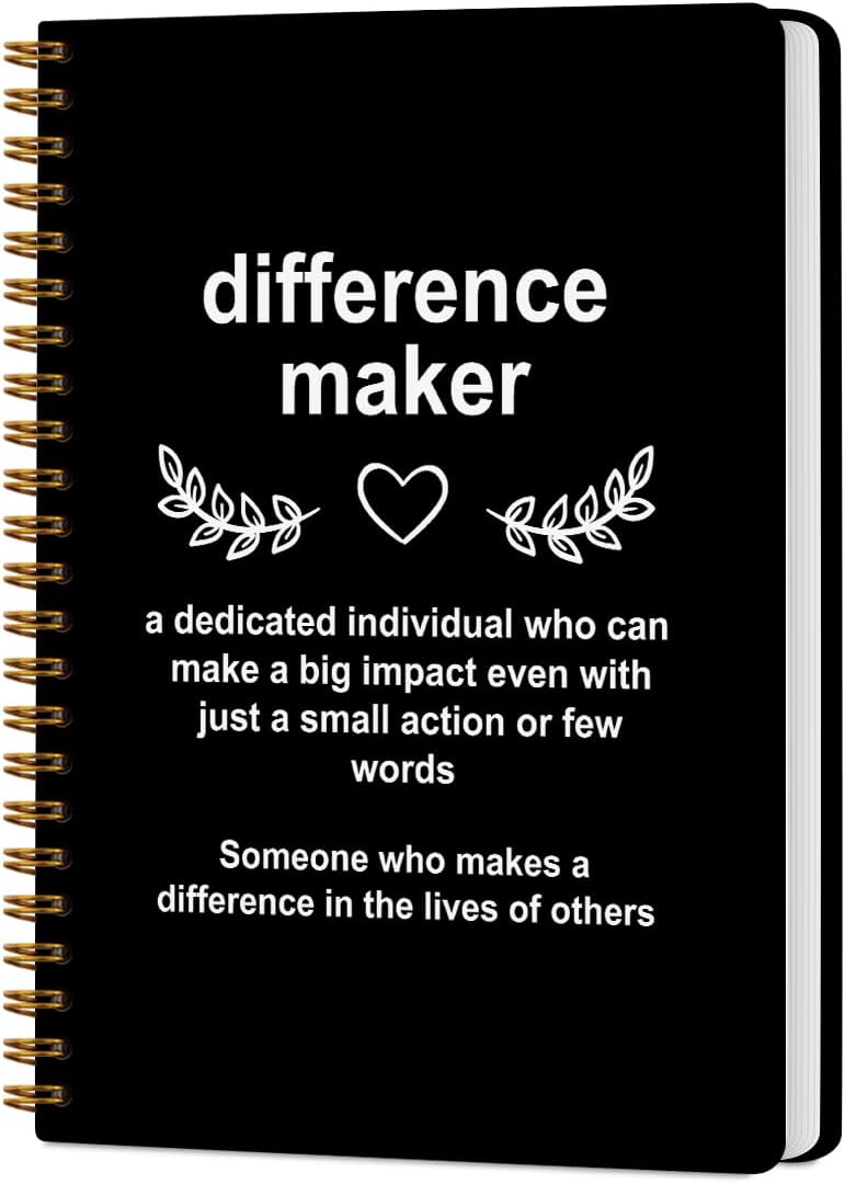 CQM Difference Maker Gift Hardcover Spiral Notebooks, Difference Maker Definition A5 Composition Notebook College Ruled, Thank You Gifts for Women Men Teacher Nurse Coworkers, Journal for Writing - Image 1